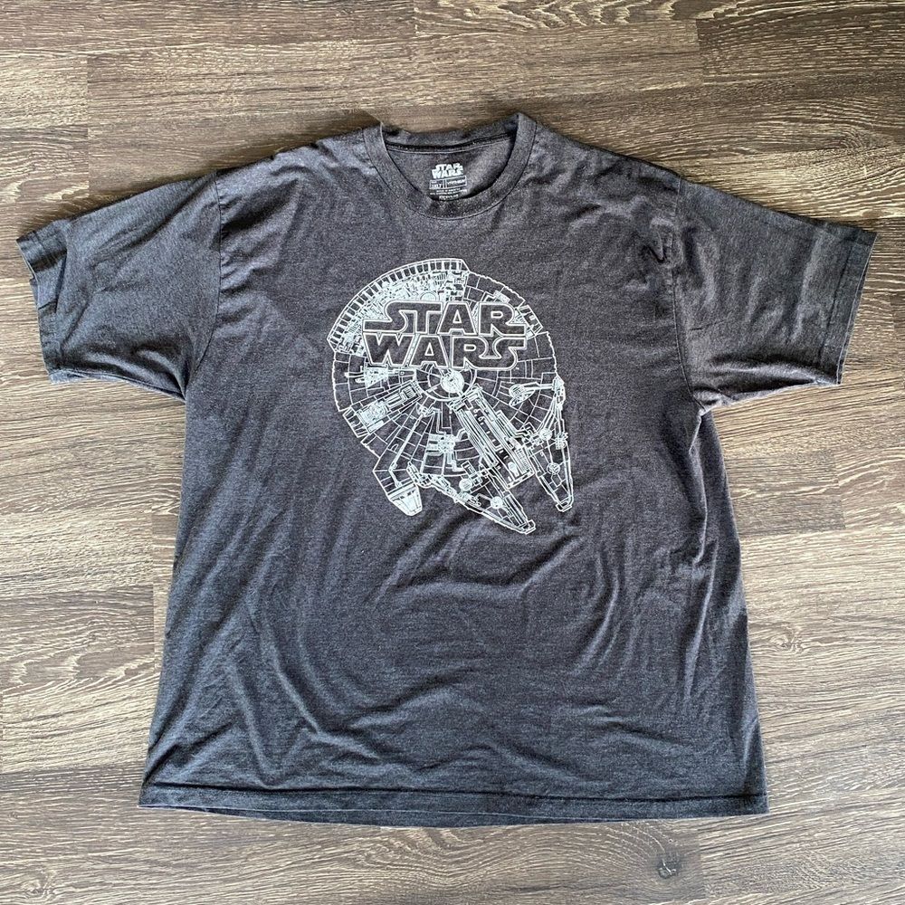 VTG Star Wars Millennium Falcon schematic Gray Graphic T-Shirt 3XLT Fandom